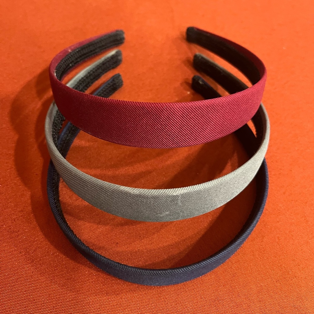 Elegant Trio Headband Set - Red, Gray, and Blue